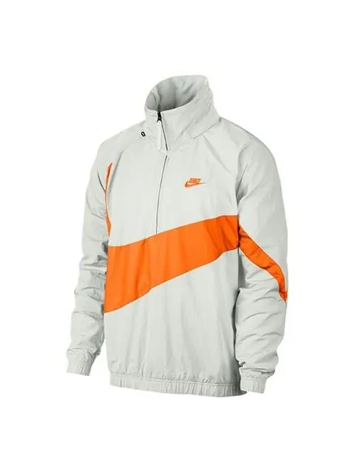 Куртка Nike Big Swoosh Half Zipper Jacket White Orange — изображение 1 из 4, белый/оранжевый