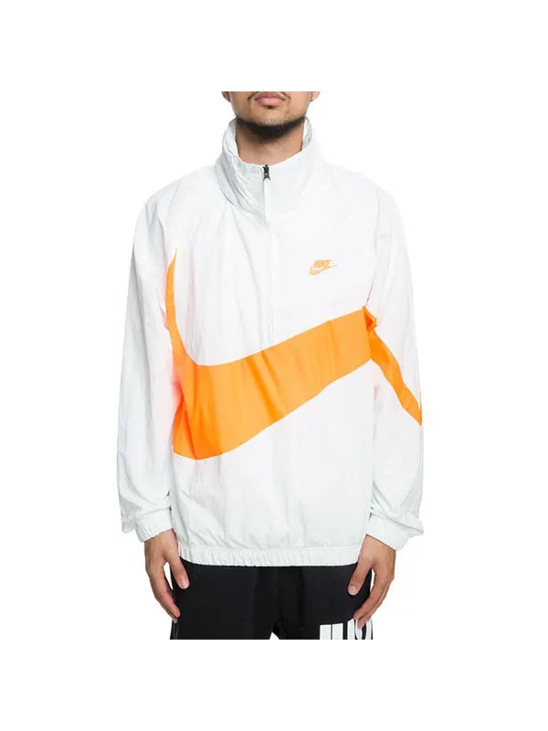 Куртка Nike Big Swoosh Half Zipper Jacket White Orange — изображение 3 из 4, белый/оранжевый