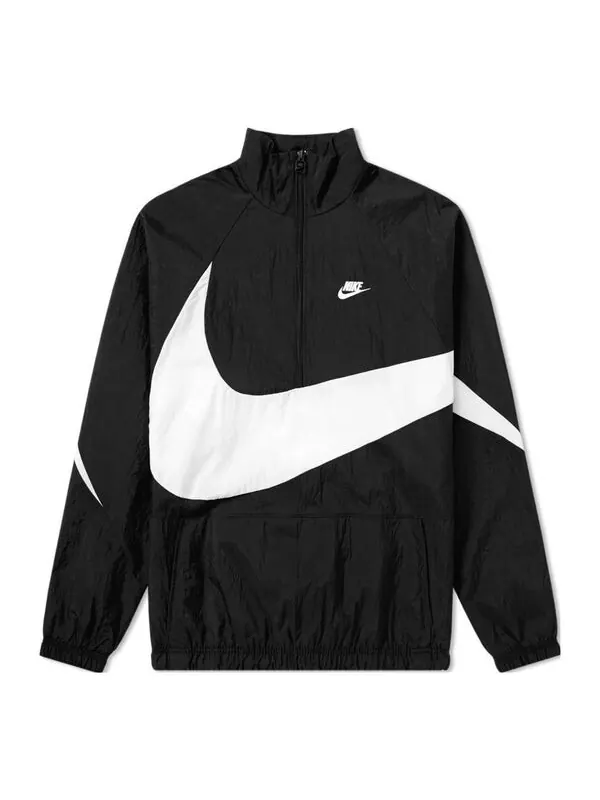 Куртка Nike Swoosh Half Zip Woven Jacket 'Black White' — изображение 1 из 4, черный/мульти