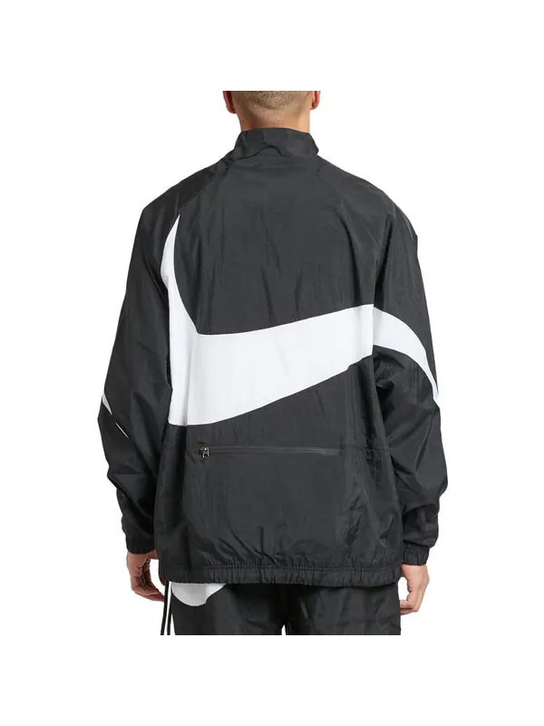 Куртка Nike Swoosh Half Zip Woven Jacket 'Black White' — изображение 3 из 4, черный/мульти