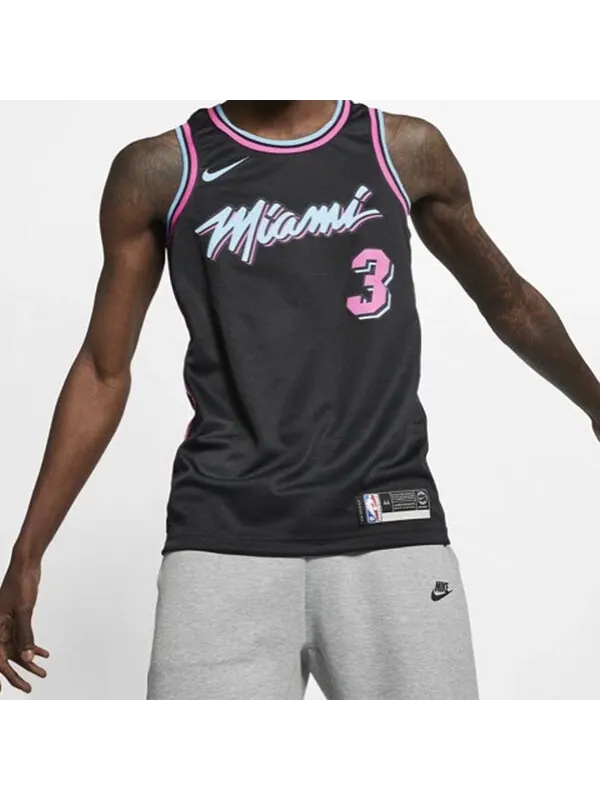Майка Nike NBA Jersey City Version Miami Heat Wade No. 3 Black — изображение 3 из 4, черный