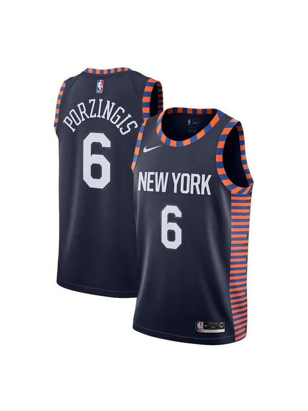 Спортивная футболка nba nyc knicks swingman jersey porzingis 'city edition' navy Nike — изображение 1 из 1, черный
