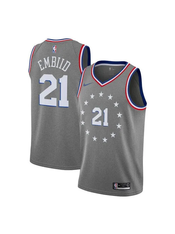 Футболка embiid city edition swingman джерси Nike — изображение 1 из 1, серый