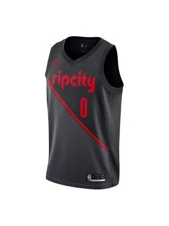 Футболка portland trail blazers damian lillard city edition swingman jresey sw 0 Nike — изображение 1 из 2, черный/красный