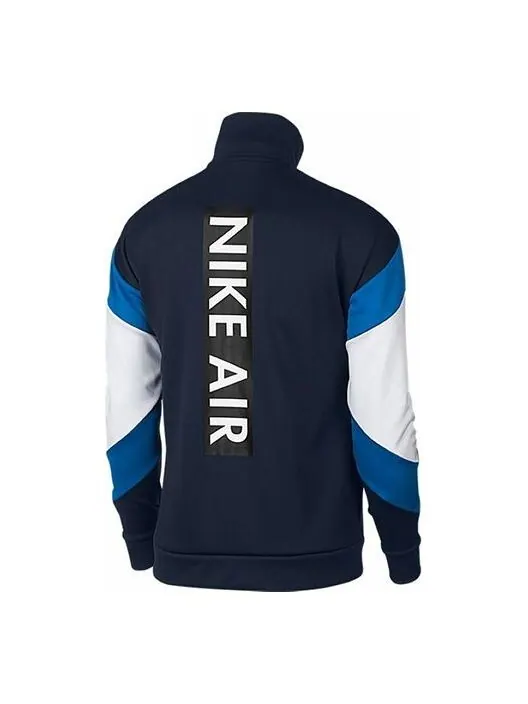 Куртка stand collar sports splicing colorblock training gym jacket navy blue dark blue Nike — изображение 1 из 4, синий