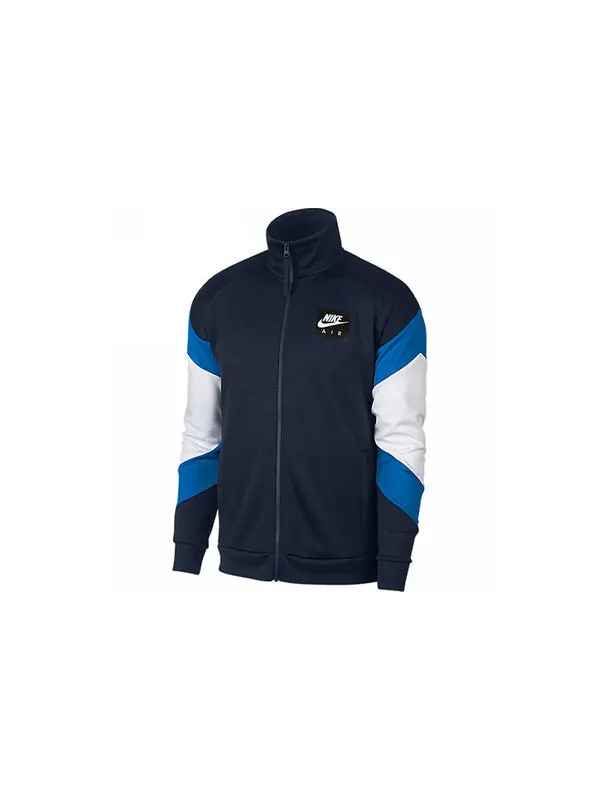 Куртка stand collar sports splicing colorblock training gym jacket navy blue dark blue Nike — изображение 2 из 4, синий