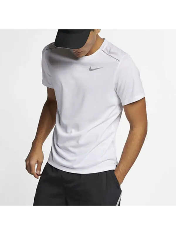 Футболка dri-fit miler running quick dry short sleeve white Nike — изображение 2 из 4, белый