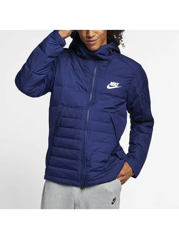 Пуховик Nike Outdoor Windproof Stay Warm Casual hooded down Jacket Navy Blue Dark blue — изображение 3 из 4, синий