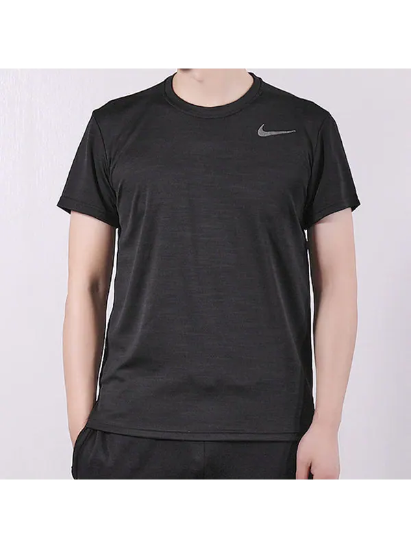 Футболка superset top ss training sports breathable round neck short sleeve black Nike — изображение 3 из 4, черный