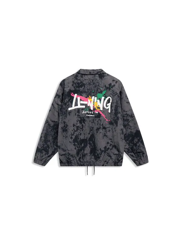 Куртка с графическим принтом тай-дай тренерская куртка Li-Ning — изображение 2 из 2, серый/черный/мульти