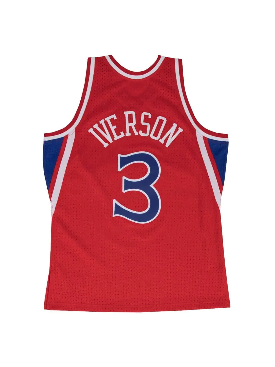 Джерси Mitchell & Ness x NBA Philadelphia 76ers 1996-97 Road Swingman Jerseys 'Allen Iverson 3' — изображение 2 из 2, красный