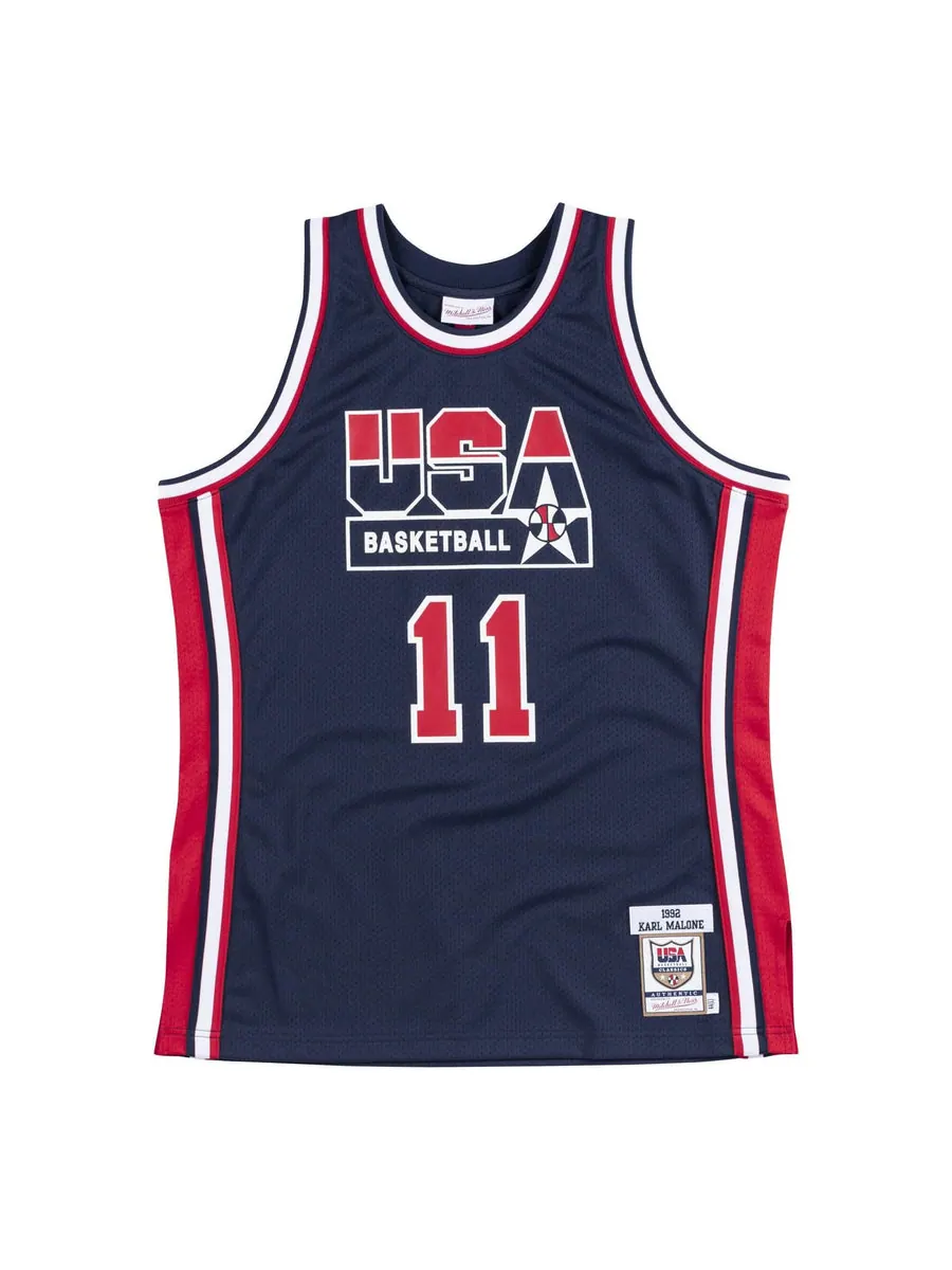 Джерси Mitchell & Ness Authentic Jersey Team USA 1992 Karl Malone 'Navy Red' — изображение 1 из 2, темно-синий