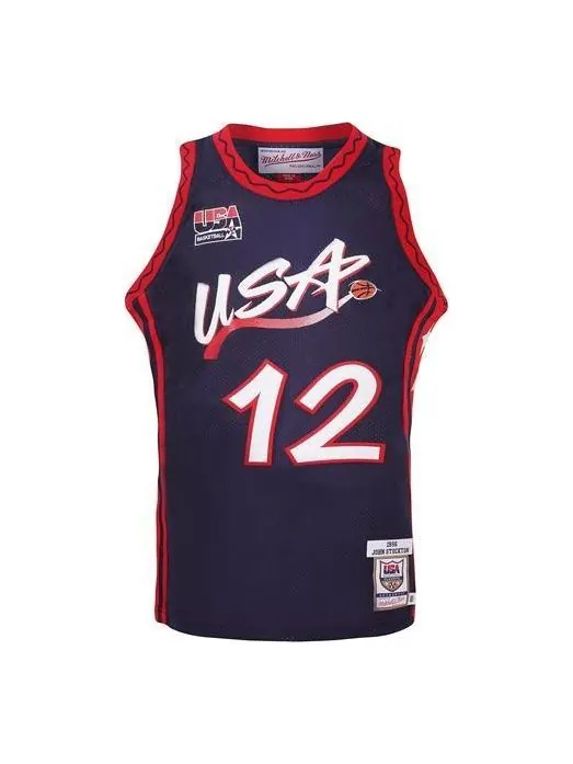 Джерси Mitchell & Ness Team USA 1996-97 Jerseys 'John Stockton 12' — изображение 1 из 2, темно-синий