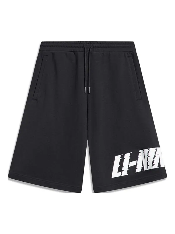 Шорты с графическим принтом, свободные шорты Li-Ning — изображение 1 из 2, черный/белый