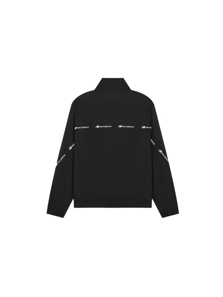 Куртка New Balance Logo Full-Zip Woven Jacket 'Black White' — изображение 2 из 2, черный