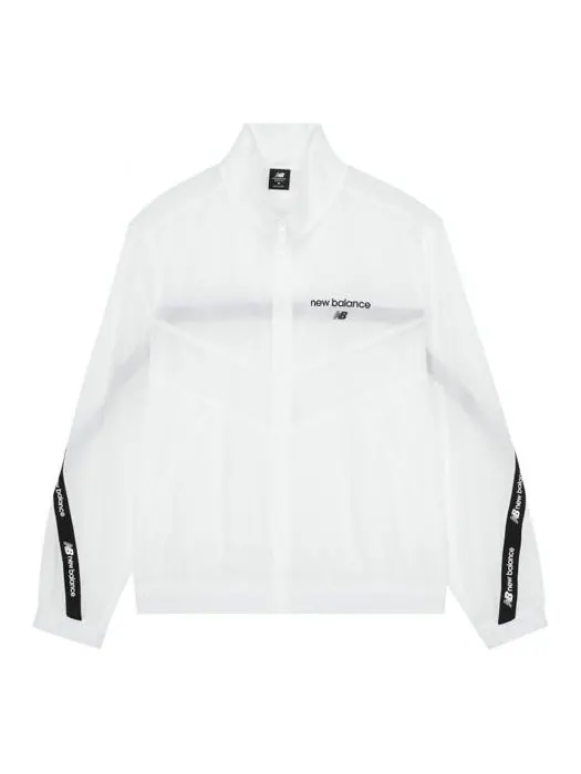 Куртка New Balance Logo Full-Zip Woven Jacket 'White Black' — изображение 1 из 2, белый