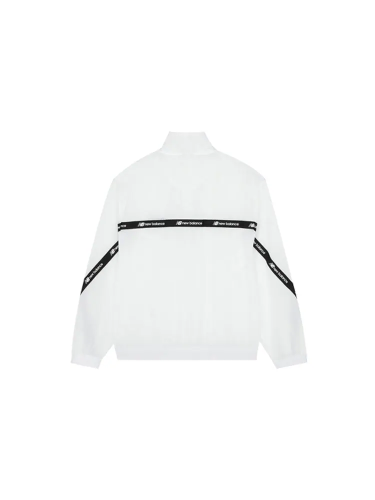 Куртка New Balance Logo Full-Zip Woven Jacket 'White Black' — изображение 2 из 2, белый