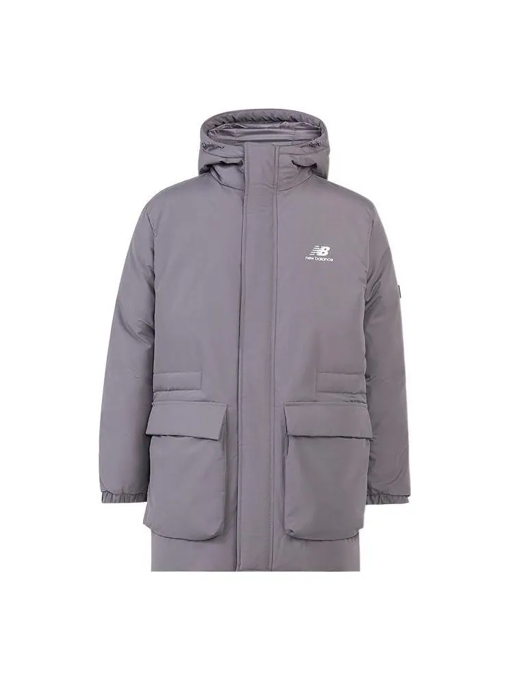 Куртка New Balance Windproof Long Down Jacket 'Grey' — изображение 1 из 4, серый
