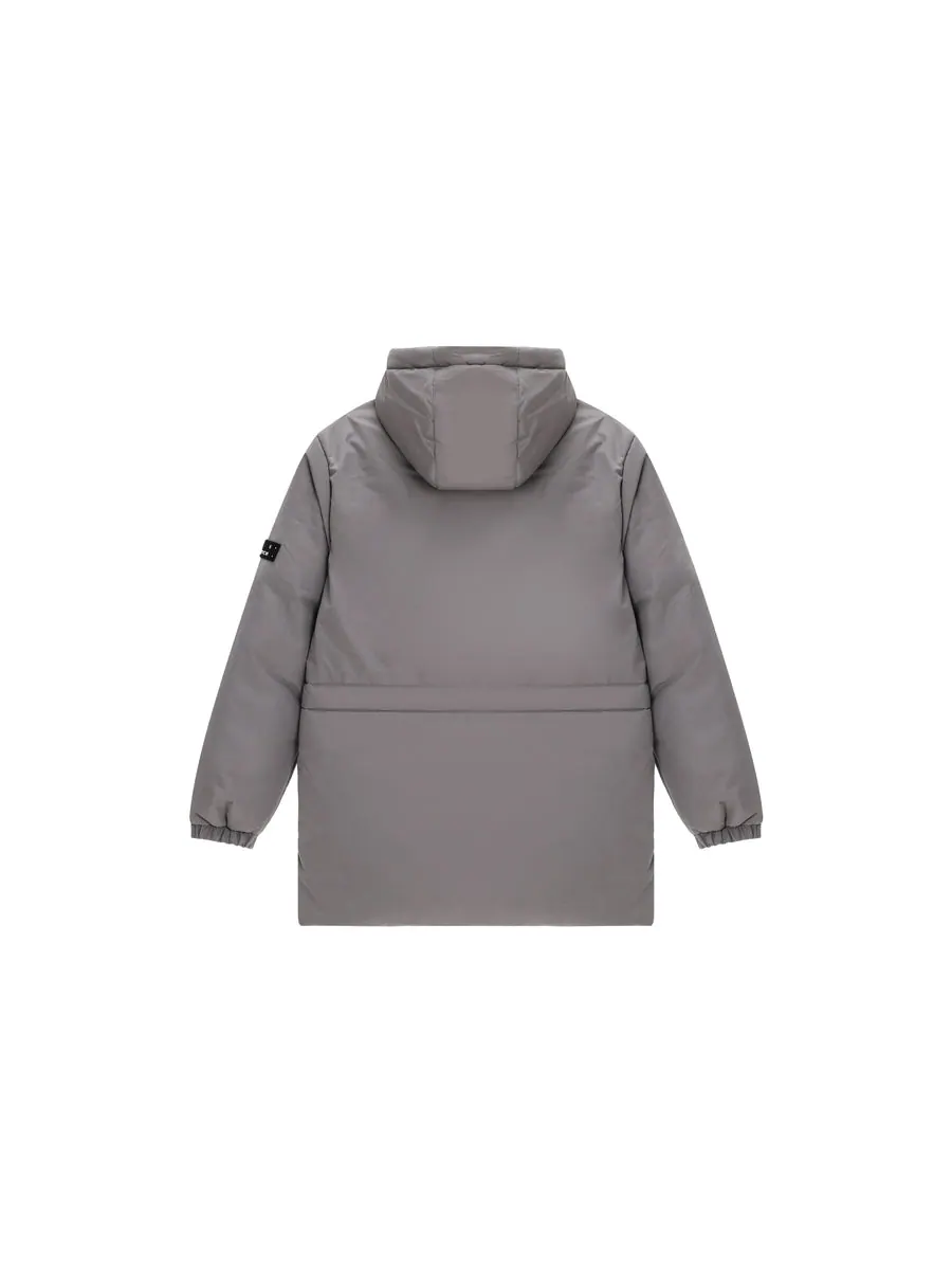 Куртка New Balance Windproof Long Down Jacket 'Grey' — изображение 3 из 4, серый
