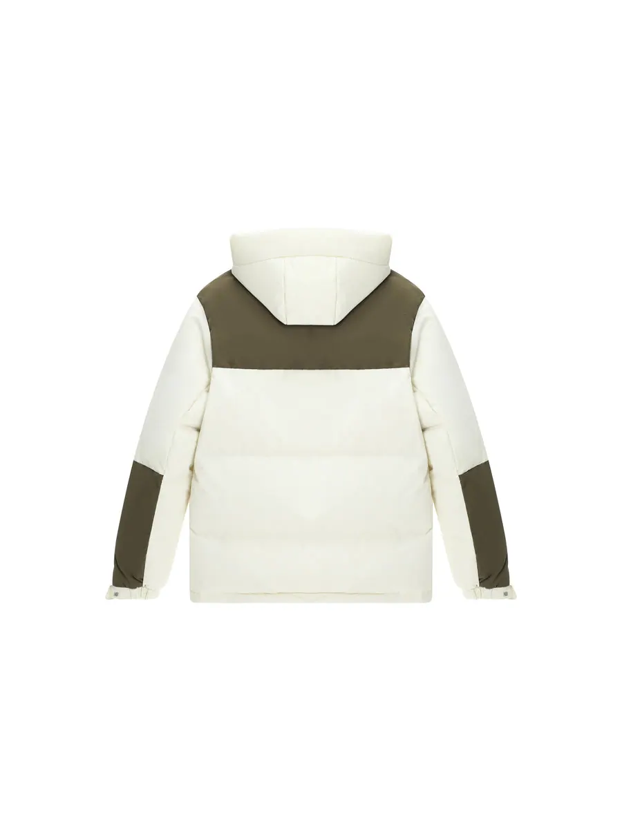 Куртка New Balance Windproof Hooded Down Jacket 'White Olive Green' — изображение 2 из 2, белый
