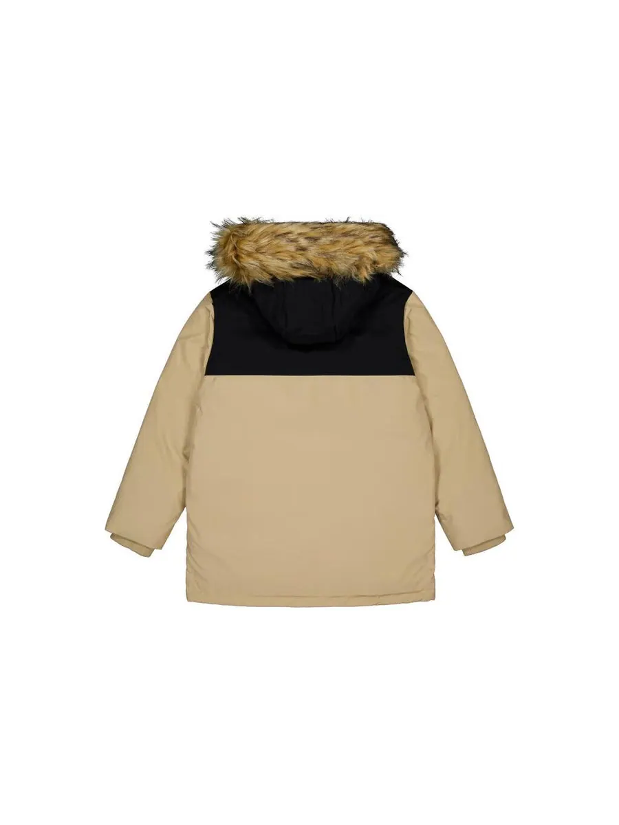 Куртка New Balance Warm Hooded Coat 'Khaki Black' — изображение 3 из 3, бежевый