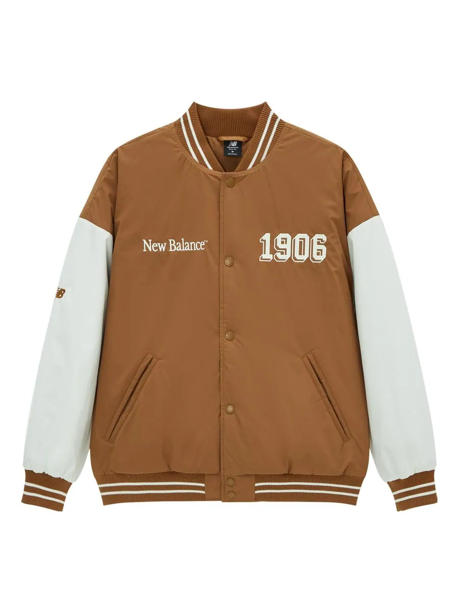 Куртка New Balance Baseball Varsity Jacket 'Tan White' — изображение 1 из 2, бежевый