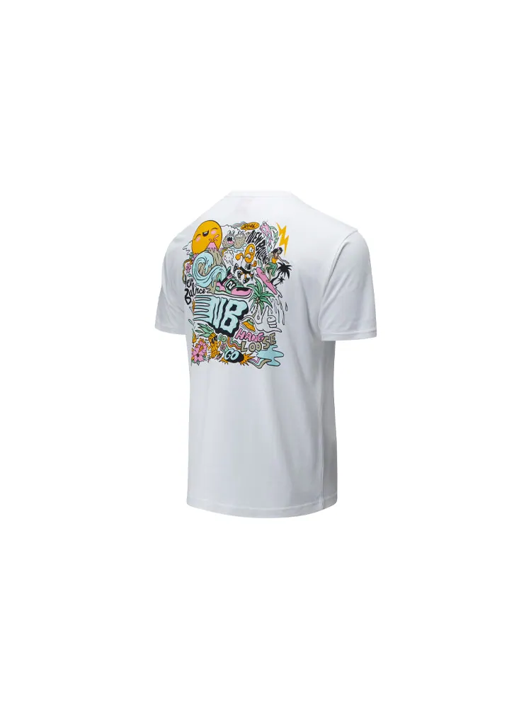 Футболка New Balance Graphic Print Tee 'White Multi' — изображение 2 из 3, белый