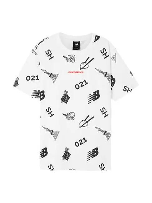 Футболка New Balance Unisex Printing Round-neck White — изображение 1 из 2, белый