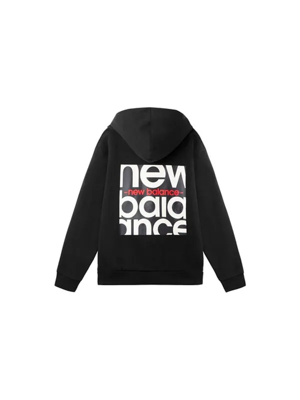 Толстовка с капюшоном с принтом логотипа New Balance — изображение 2 из 2, черный/белый
