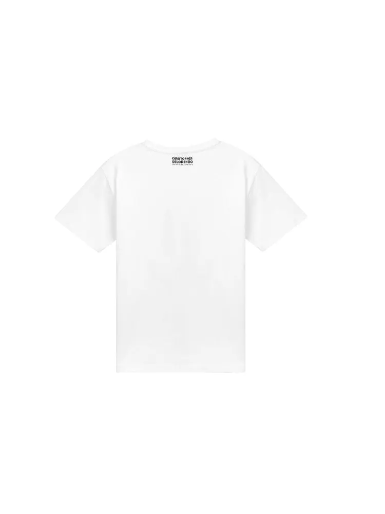 Футболка New Balance Athletics Delorenzo Shoe Feminina Tee 'White Black' — изображение 2 из 2, белый