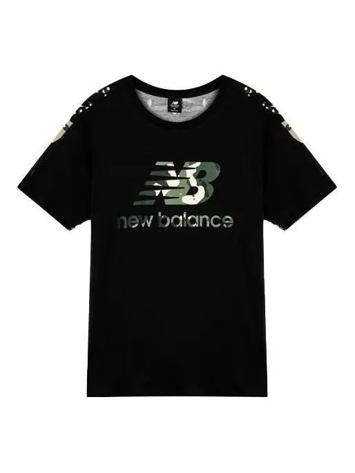 Футболка Essential Camo Tee New Balance — изображение 1 из 2, черный/зеленый/белый