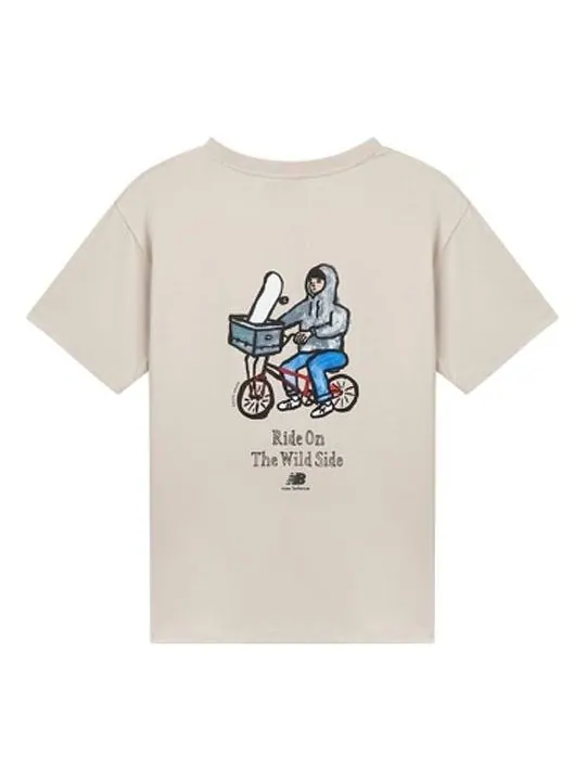 Футболка New Balance Graphic Print Tee 'Beige Blue' — изображение 1 из 2, бежевый