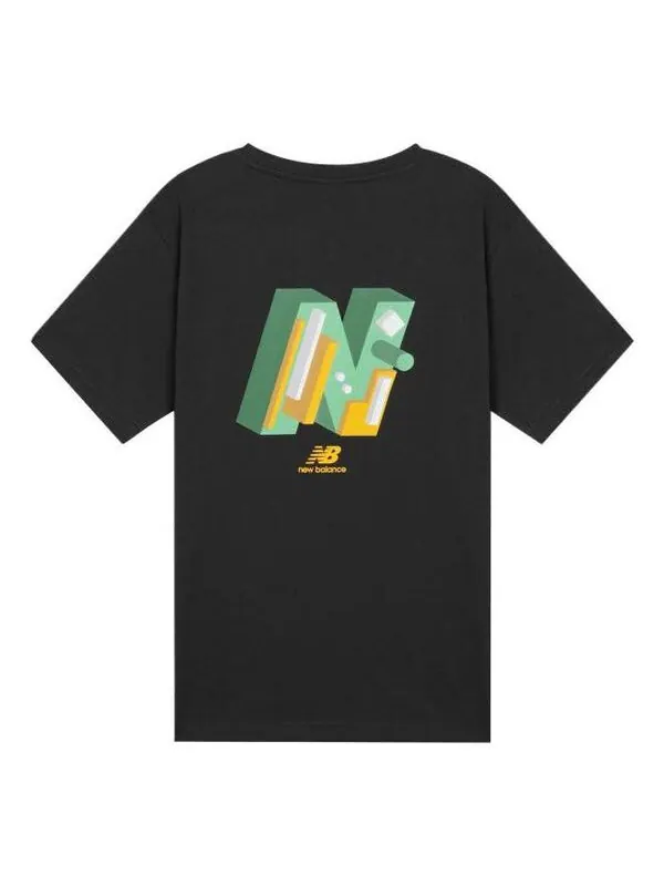 Футболка классические Футболка с графическим принтом New Balance — изображение 1 из 4, черный/зеленый/оранжевый