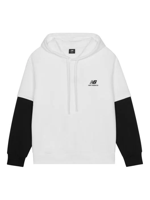 Худи New Balance Color Block Drawstring Hoodie 'White Black' — изображение 1 из 2, белый