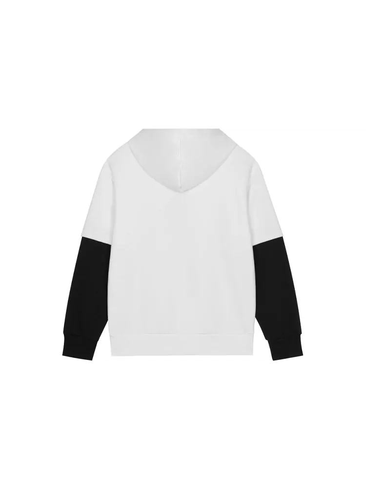 Худи New Balance Color Block Drawstring Hoodie 'White Black' — изображение 2 из 2, белый