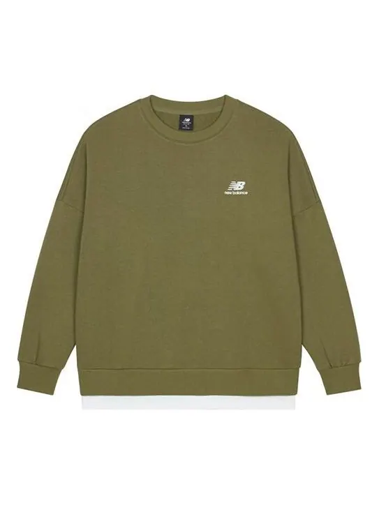 Толстовка New Balance Alphabet Logo Round Neck Long Sleeves Olive Green — изображение 1 из 3, оливковый зеленый