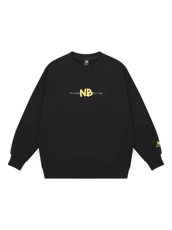 Толстовка New Balance Men's New Balance Logo Printing Knit Sports Round Neck Pullover Black — изображение 1 из 4, черный