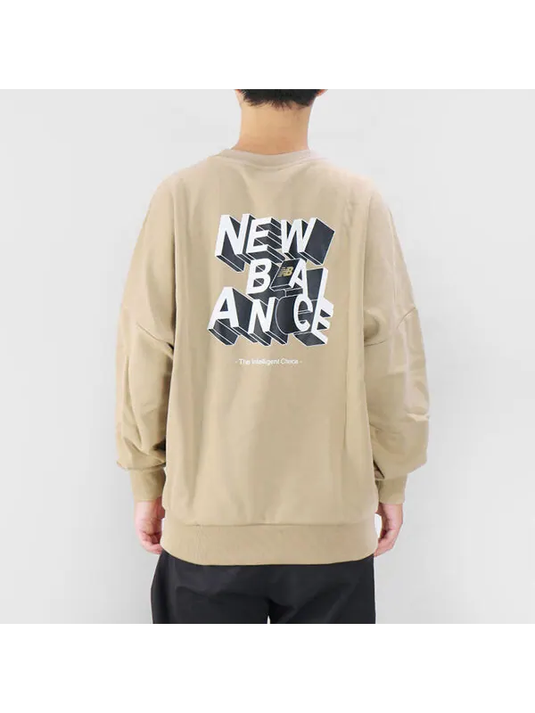 Толстовка New Balance Men's New Balance 3D Logo Printing Round Neck Sports Khaki — изображение 4 из 4, хаки