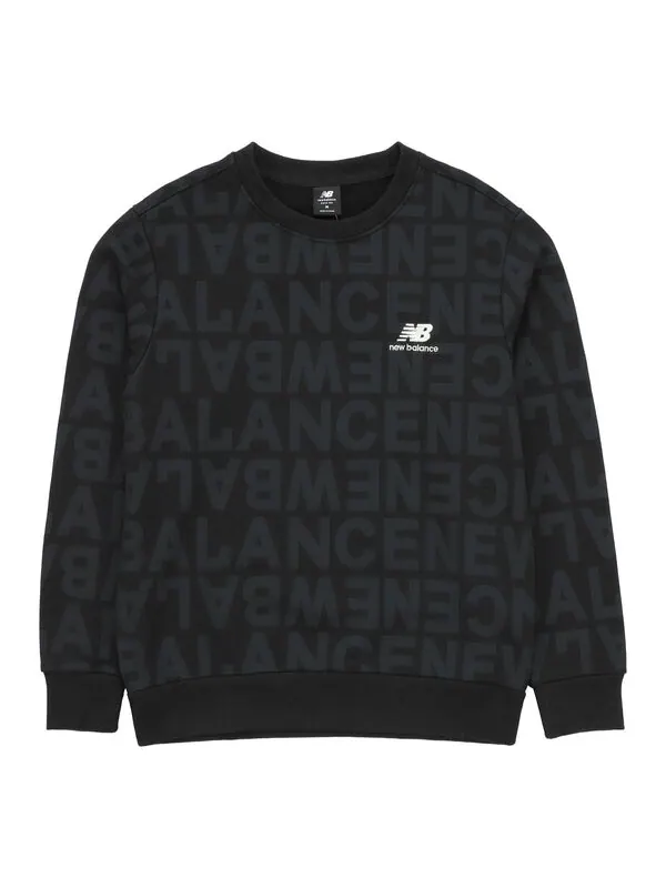 Толстовка New Balance Men's New Balance Logo Full Print Sports Round Neck Pullover Black — изображение 1 из 3, черный