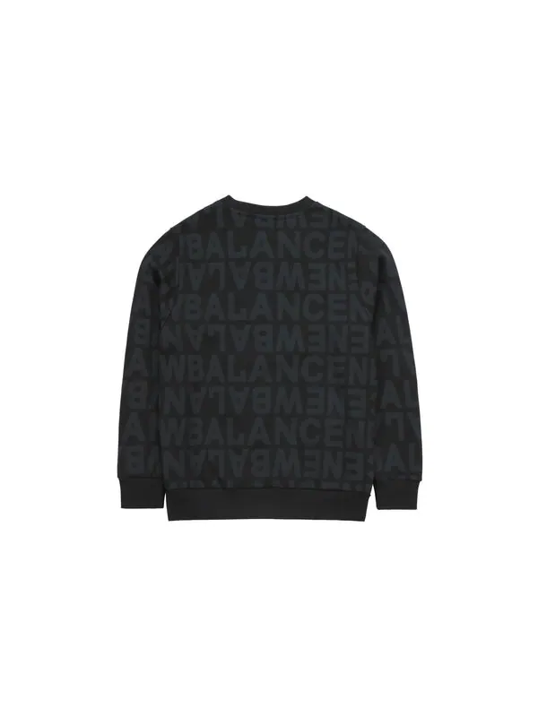 Толстовка New Balance Men's New Balance Logo Full Print Sports Round Neck Pullover Black — изображение 2 из 3, черный