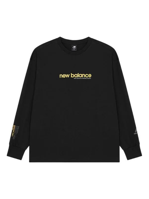 Футболка с принтом логотипа и длинными рукавами New Balance — изображение 1 из 2, черный/желтый/серый