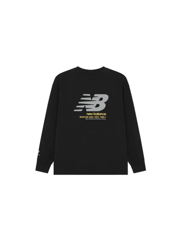 Футболка с принтом логотипа и длинными рукавами New Balance — изображение 2 из 2, черный/желтый/серый
