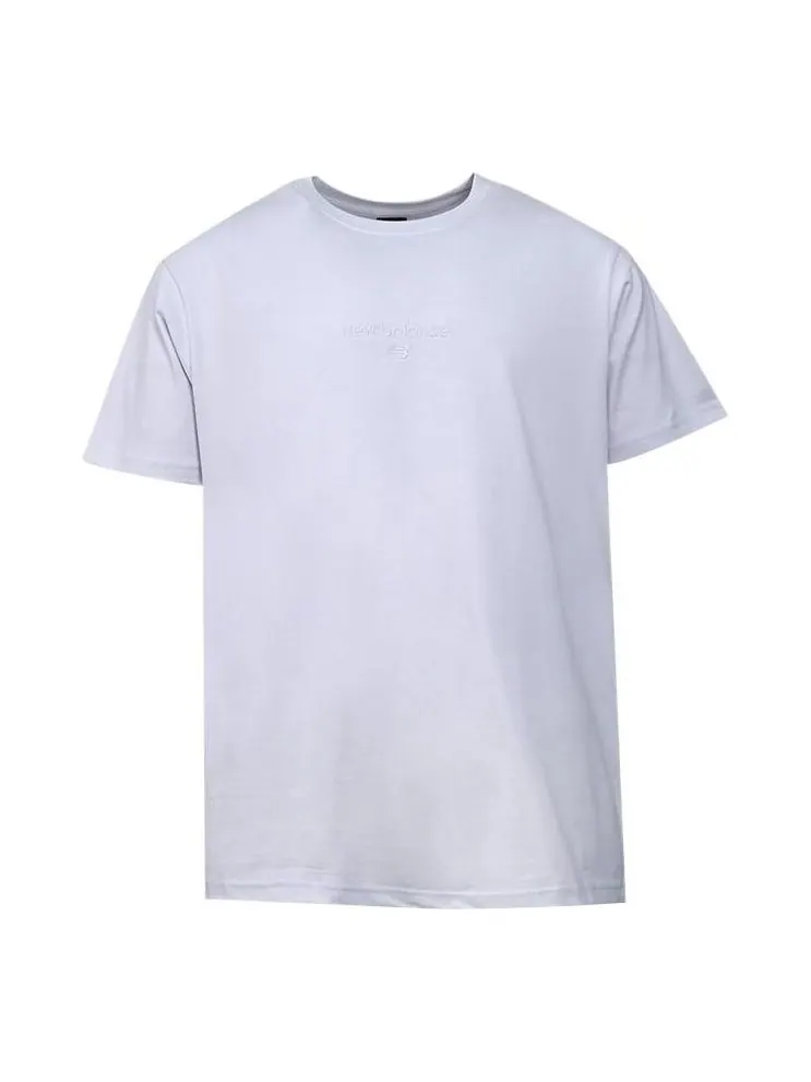 Футболка New Balance Logo Embroidered Knit Sports Round Neck Short Sleeve Couple Style Purple — изображение 1 из 3