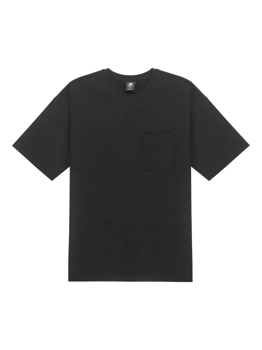 Футболка New Balance Logo Embroidered Pocket Knit Round Neck Short Sleeve Couple Style Black — изображение 1 из 2, черный