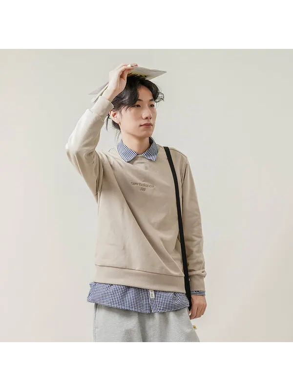 Толстовка New Balance Solid Color Round Neck Sports Pullover Khaki — изображение 4 из 4, хаки