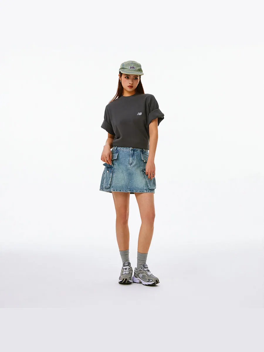 Футболка New Balance NB Logo Cotton T-shirt 'Grey' — изображение 4 из 7, серый