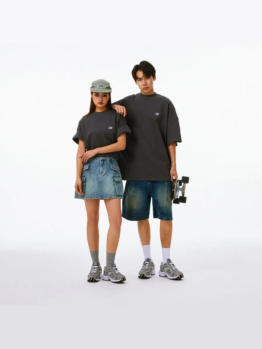 Футболка New Balance NB Logo Cotton T-shirt 'Grey' — изображение 5 из 7, серый