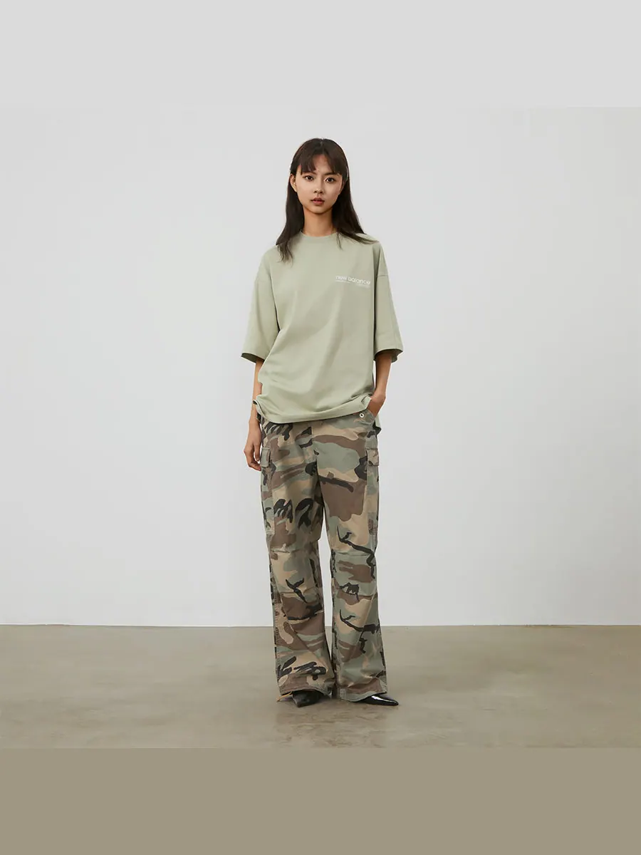 Футболка New Balance Wordmark Logo T-Shirt 'Khaki Green' — изображение 6 из 7, зеленый
