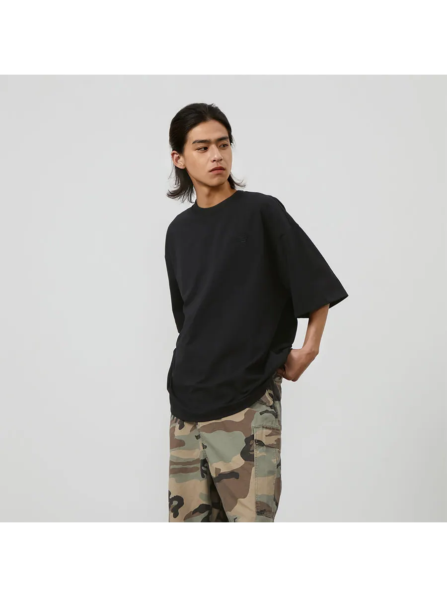 Футболка New Balance Linear Heritage Brushed Back Jersey Oversized T-Shirt 'Black' — изображение 3 из 7, черный