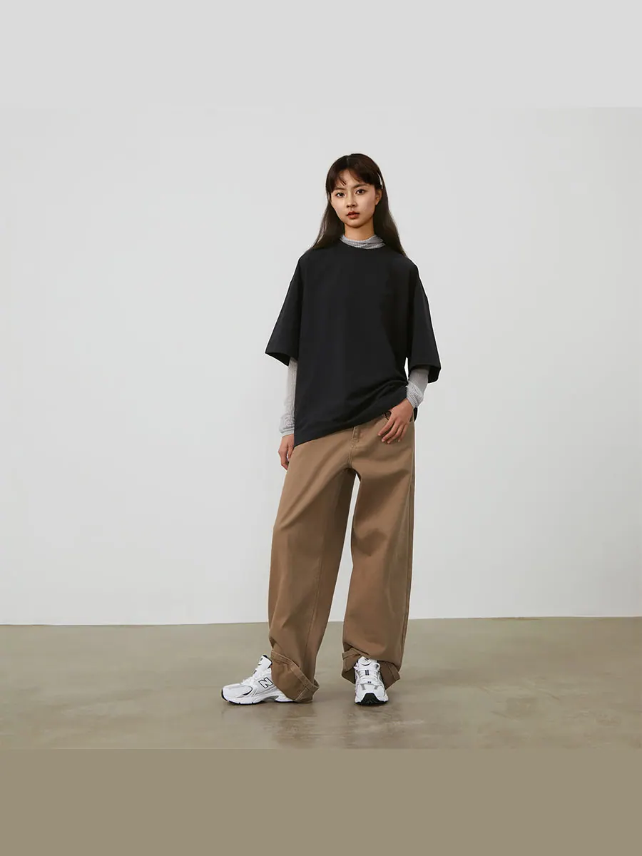 Футболка New Balance Linear Heritage Brushed Back Jersey Oversized T-Shirt 'Black' — изображение 6 из 7, черный